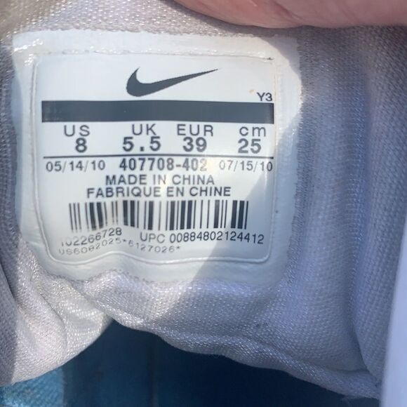 NIKE AIR MAX BASKETBALL SHOES 407708-402 WOMENS  Sz 8 CAROLINA BLUE 2010 *RARE* - Picture 8 of 8